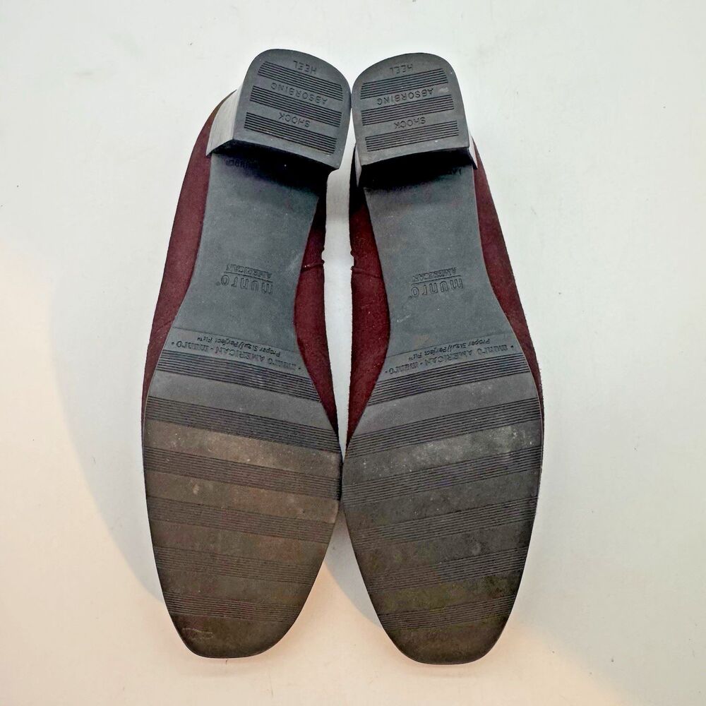 Munro American Margo Burgundy Suede Heeled Mules Women's 8N Slip On Comfort Shoe - Picture 7 of 12